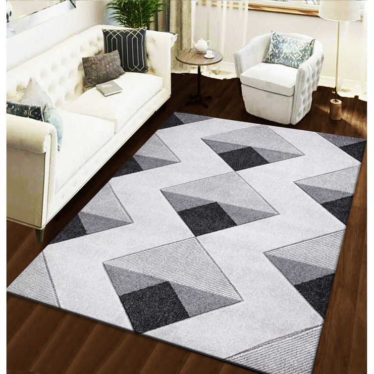 Stylish Home Luxury 3D Zigzag Grey Rug Wayfair.co.uk